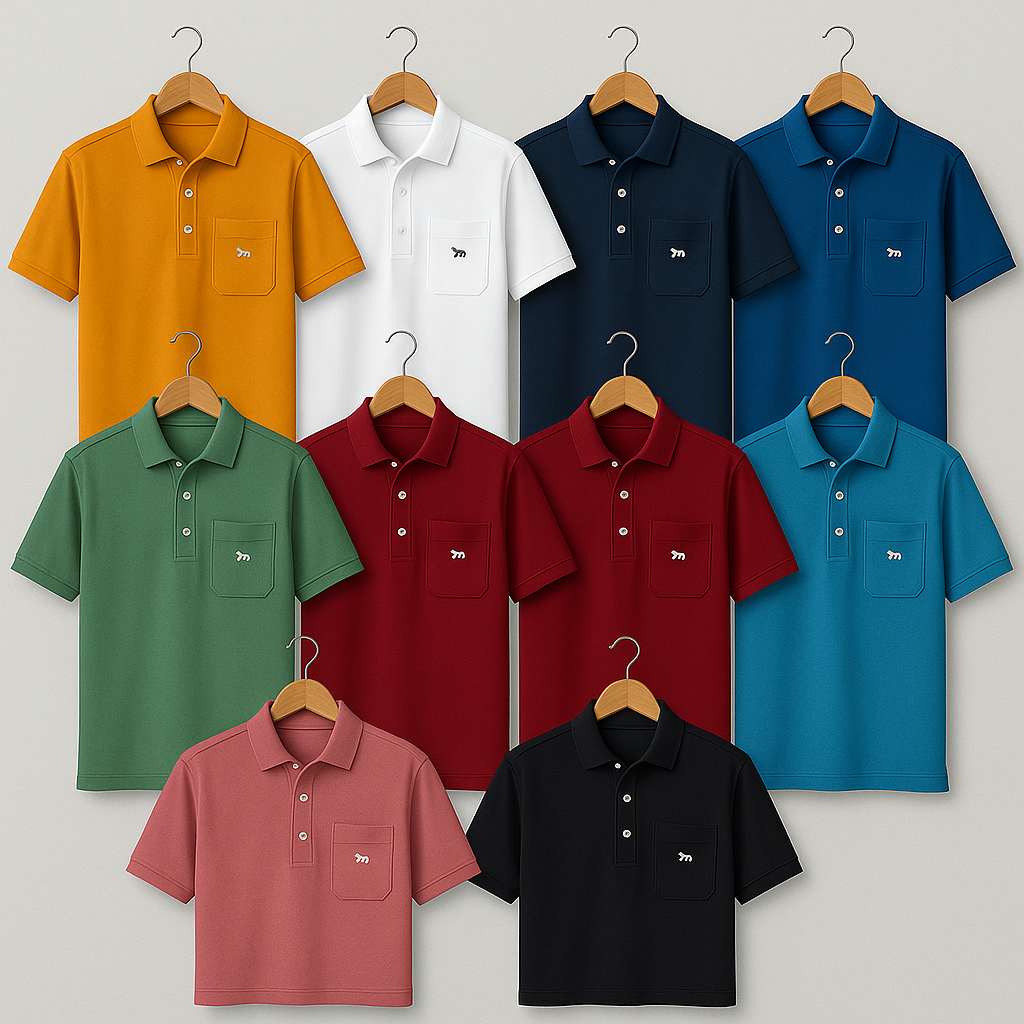"Exclusive Offer: 5 Lycra Collar T-shirts with Pocket for ₹999 – COD Available!"