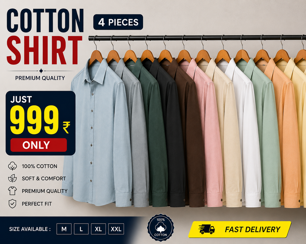 Men's  Cotton Shirt – 4 Pieces ₹999