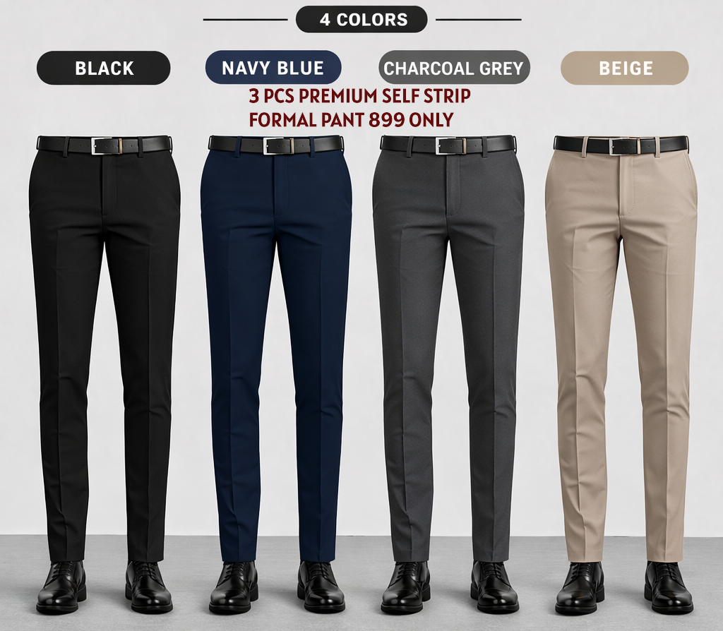 3 premium formal self strip pant 899 only
