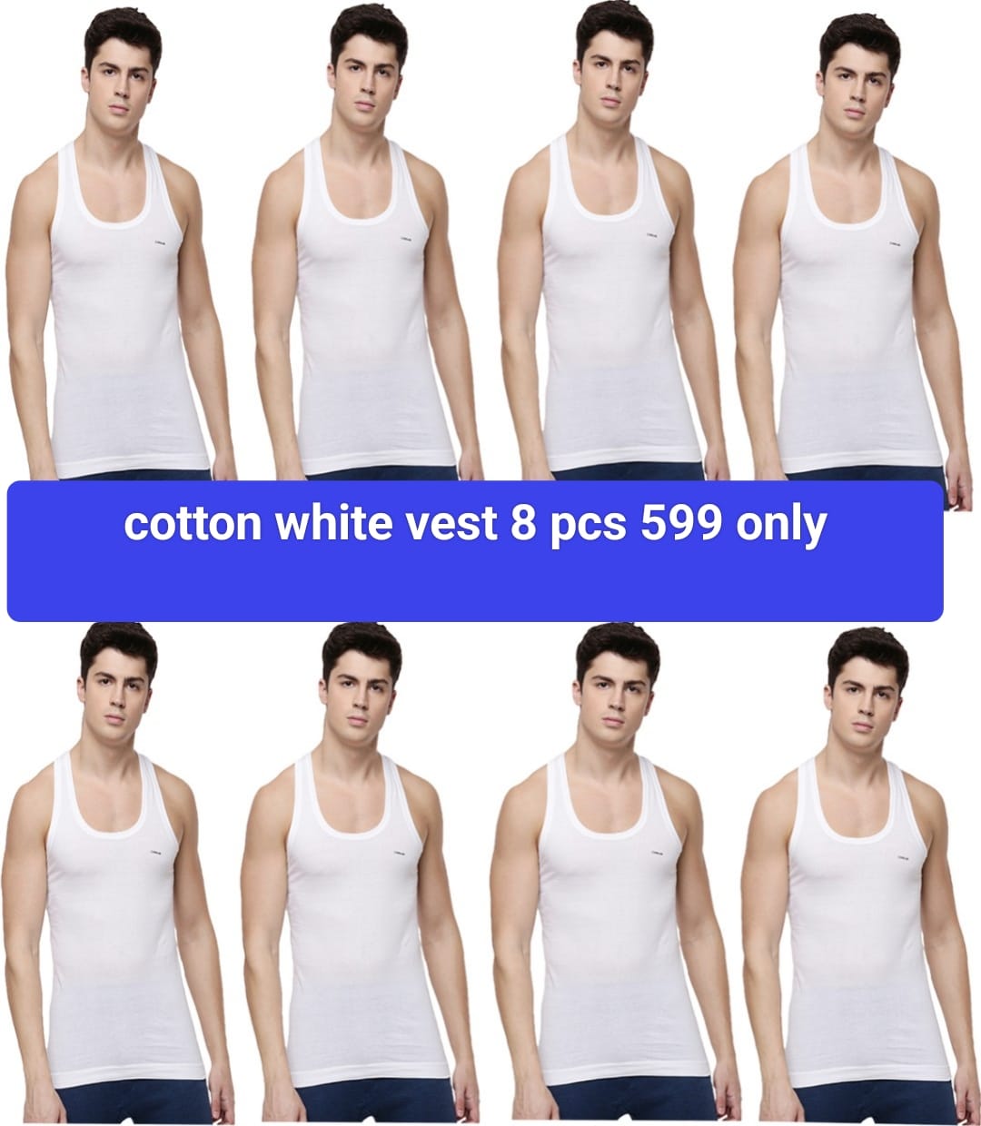 cotton white vest 8 pcs 599 only